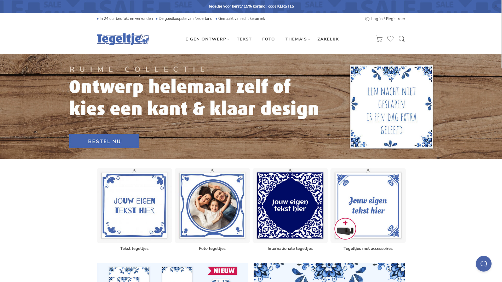 Screenshot of Tegeltje.nl website