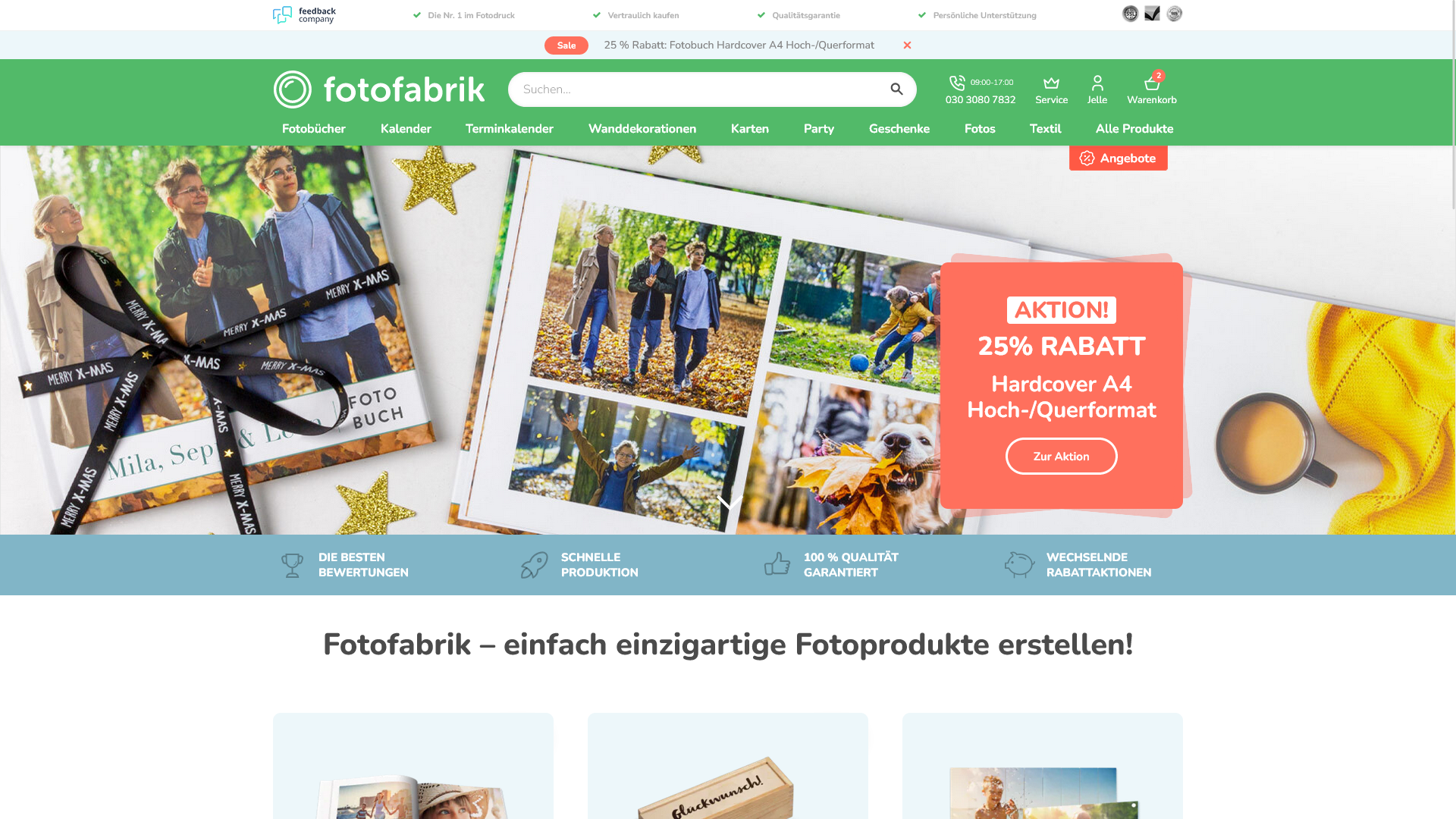 Screenshot of the fotofabrik.de website