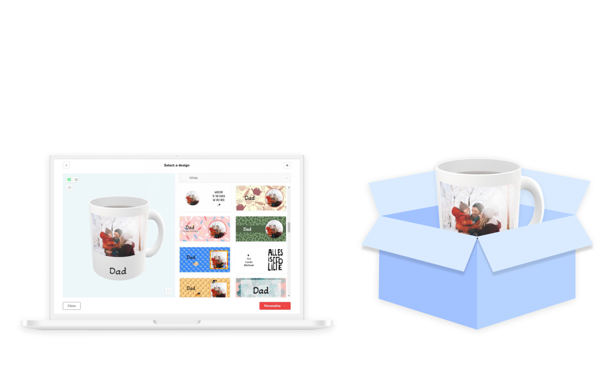 On-demand print fulfilment A personalized mug being printed and shipped on demand