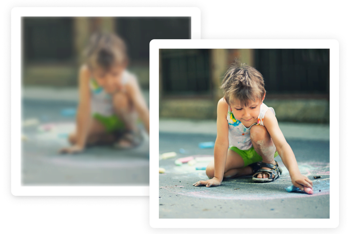 Improve blurry photos with AI upscaling Visualization of AI upscaling