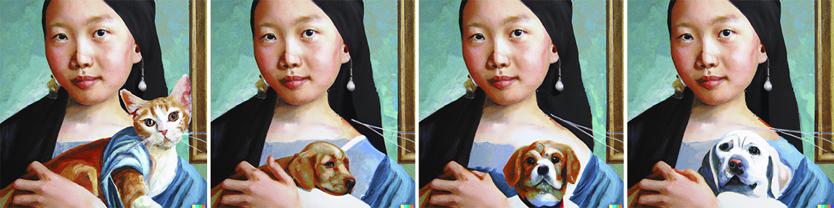 Oild painting of girl with dog Oil painting of girl with dog