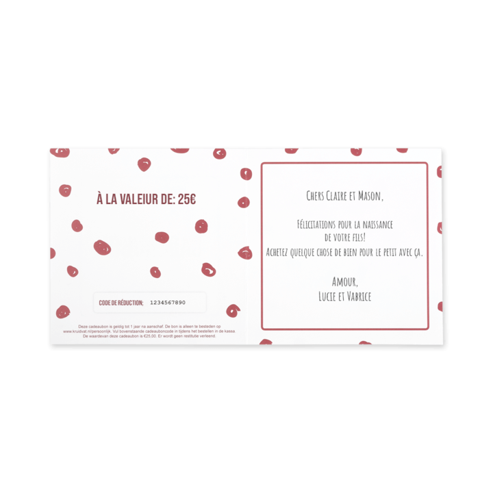 Chèque-cadeau à l'intérieur