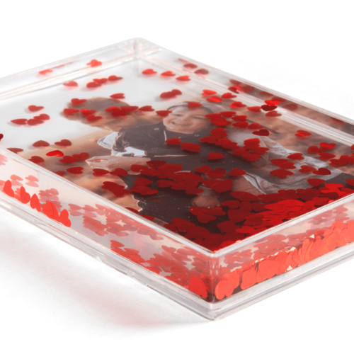 Bloc photo à paillettes en coeur rouges Bloc photo à pailletes en coeur rouges