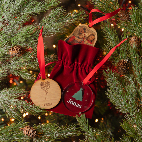 Suspensions de Noël avec pochette en velours