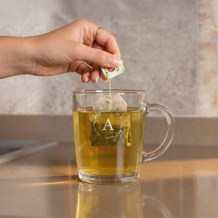 Verre à thé avec une initiale Verre à thé avec une initiale