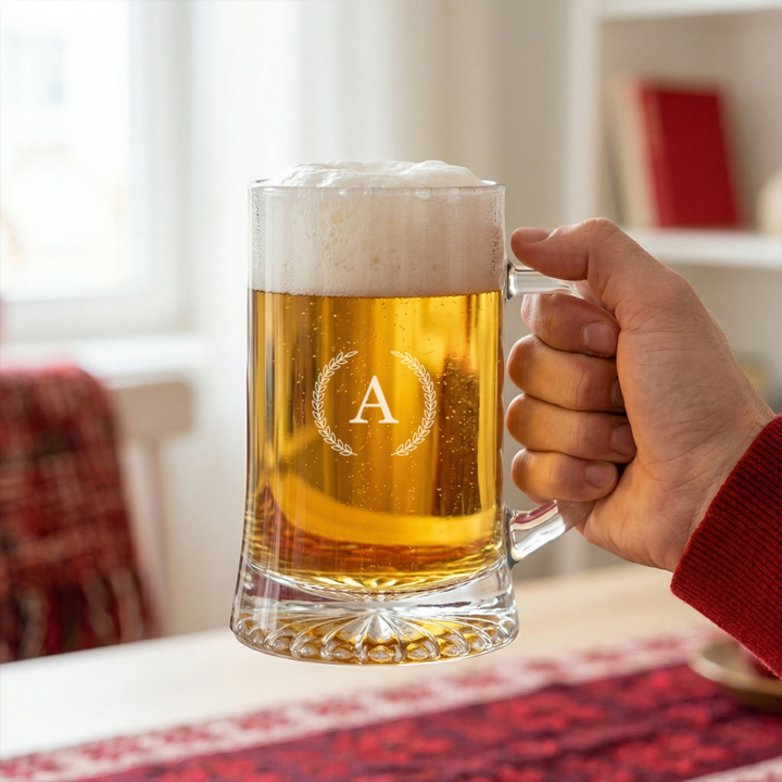 Chope de bière avec initiale