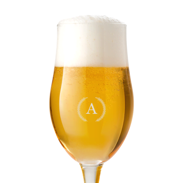 Bierglas met initiaal gravure