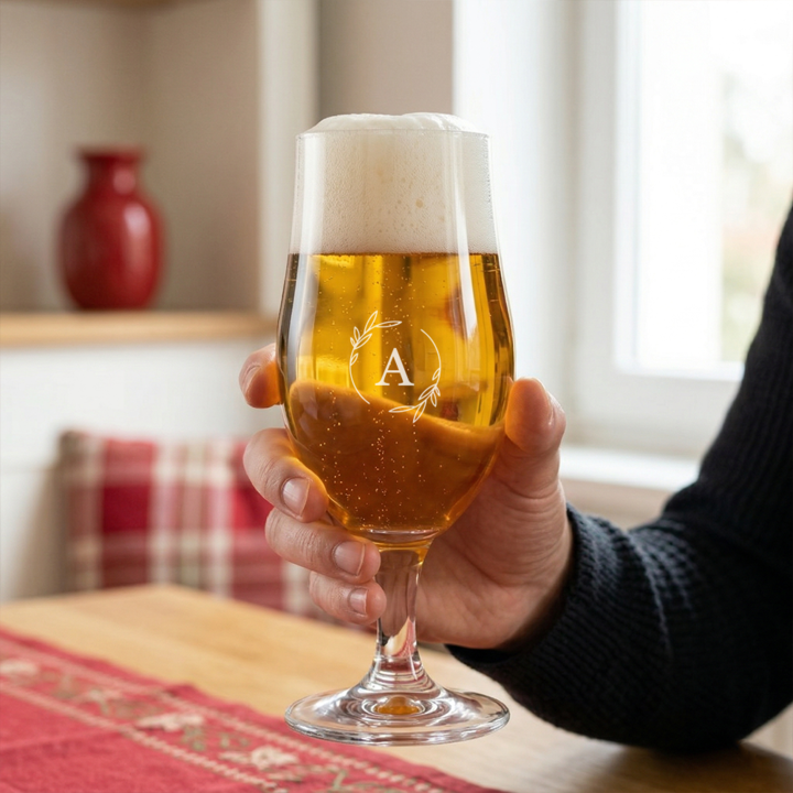 Verre à bière gravé