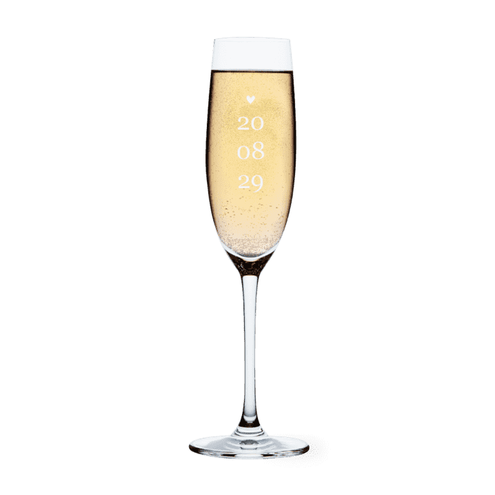 Champagneglas met datum Champagneglas met datum