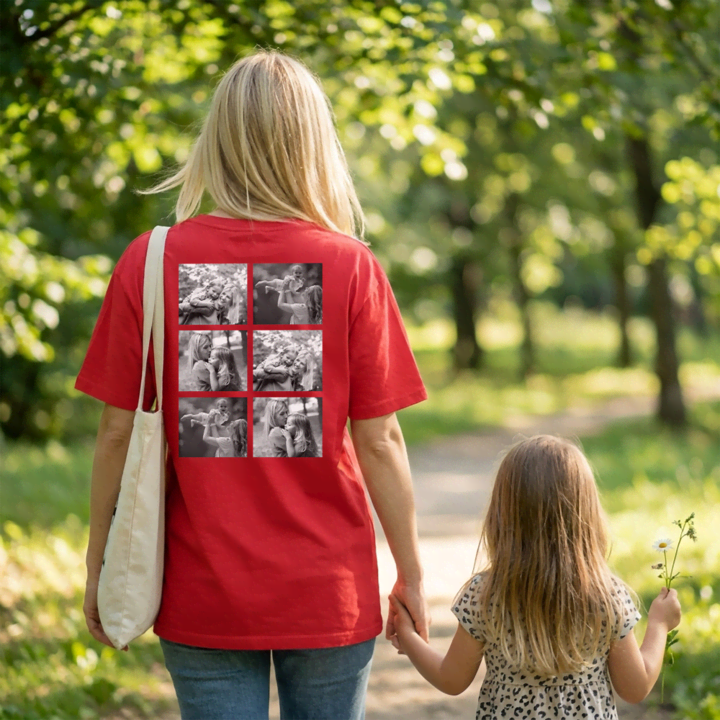 Imprimer une photo sur un t-shirt rouge