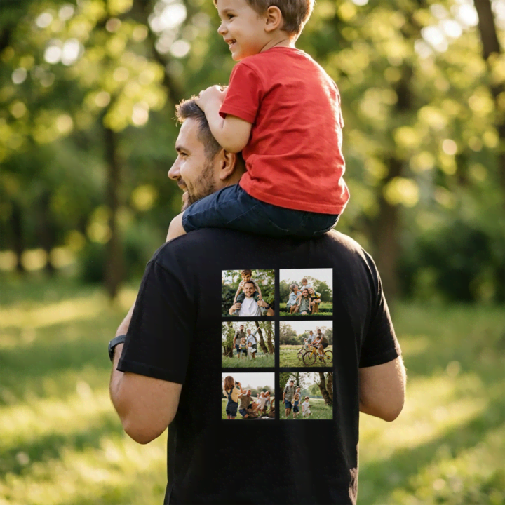T-shirt noir avec collage de photos