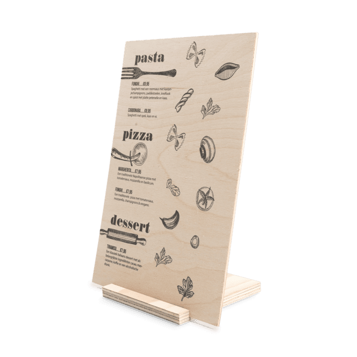 Menukaart op hout Menukaart op hout
