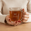 Theeglas met strik en naam Theeglas met strik en naam