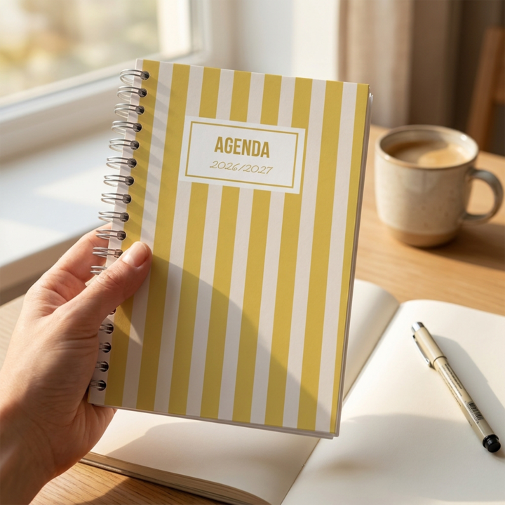 Schoolagenda met strepen