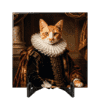 Bedrukt tegeltje kat als koning 